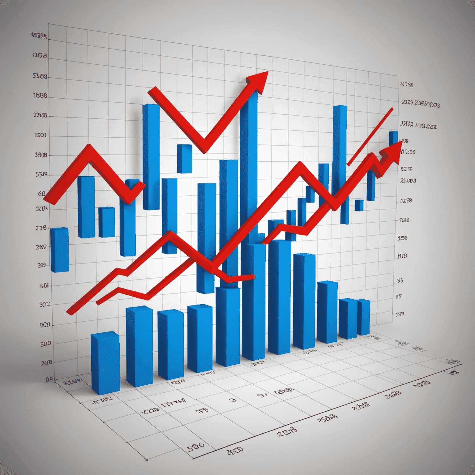 A graph showing rising stock prices and financial data, illustrating current market trends
