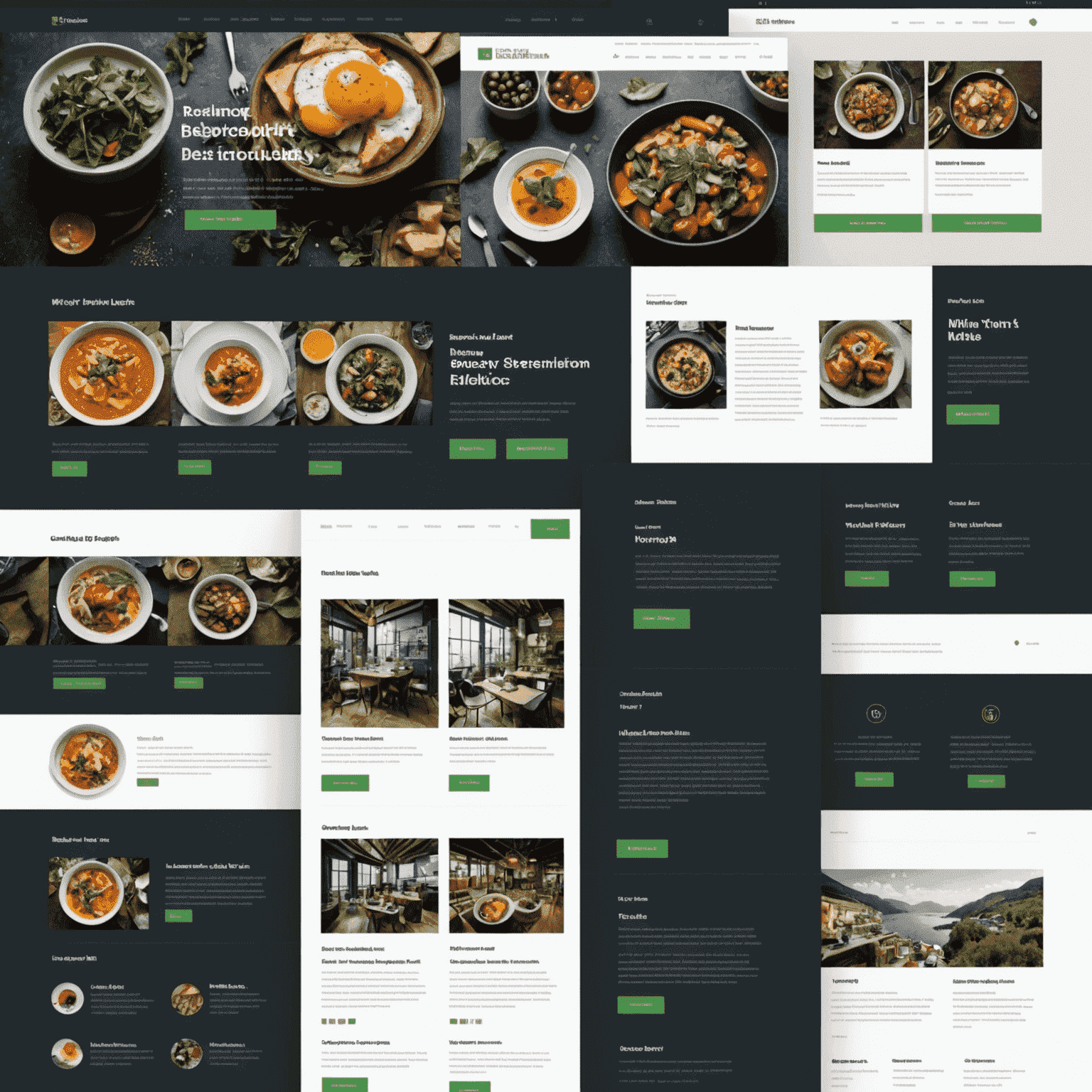 Collage of various web design projects showcasing responsive layouts, modern UI elements, and engaging visual designs across different industries