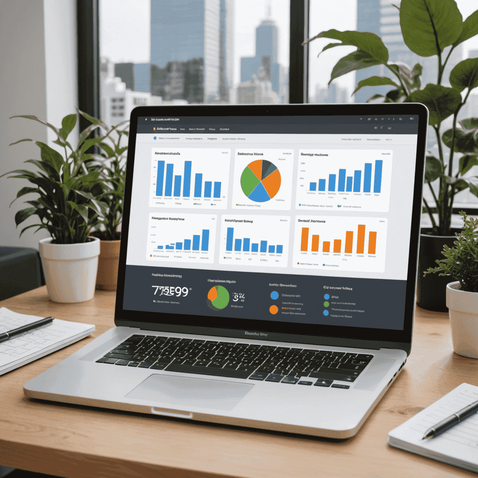 Data analytics dashboard showing improved SEO metrics, including increased organic traffic, better keyword rankings, and higher conversion rates